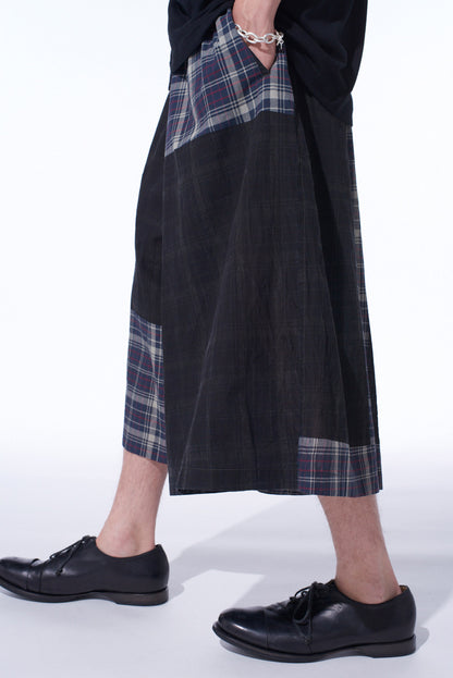 MADRAS CHECK PIGMENT PRINT CULOTTE PANTS