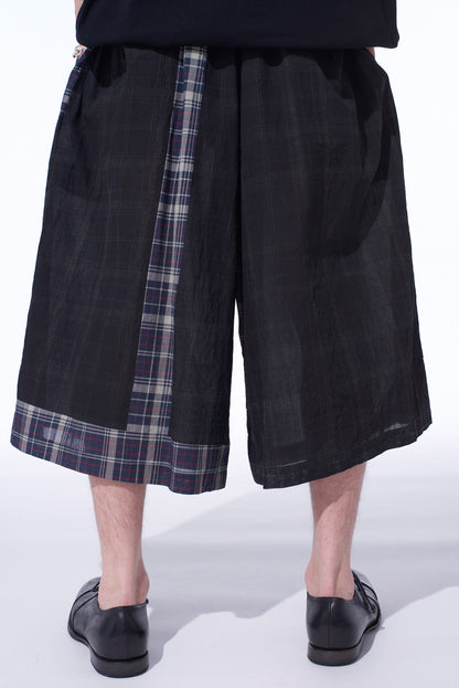 MADRAS CHECK PIGMENT PRINT CULOTTE PANTS