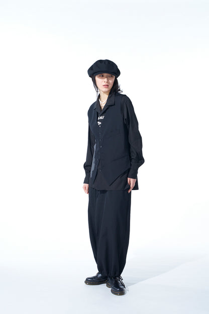 WASHER WOOL GABARDINE HAKAMA BALLOON PANTS