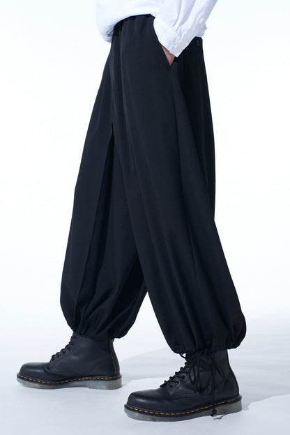 WASHER WOOL GABARDINE HAKAMA BALLOON PANTS