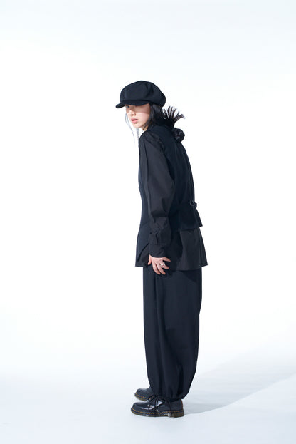 WASHER WOOL GABARDINE HAKAMA BALLOON PANTS