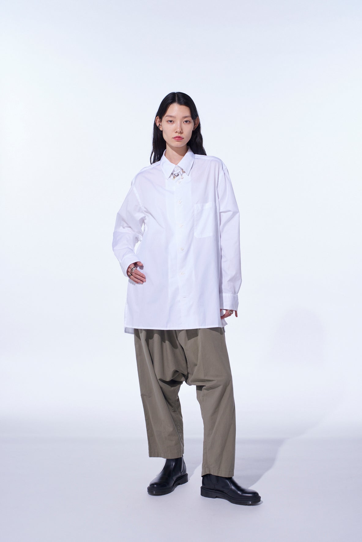 BRUSHED WASHER FINISH BROAD SAROUEL PANTS