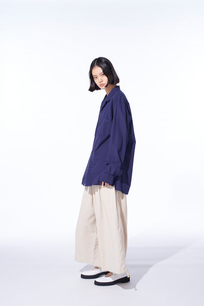 COTTON/LINEN POPLIN BALLOON PANTS