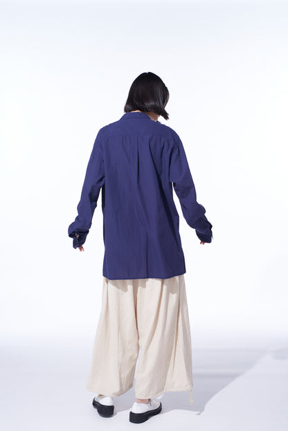 COTTON/LINEN POPLIN BALLOON PANTS