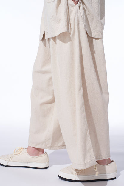 COTTON/LINEN POPLIN BALLOON PANTS