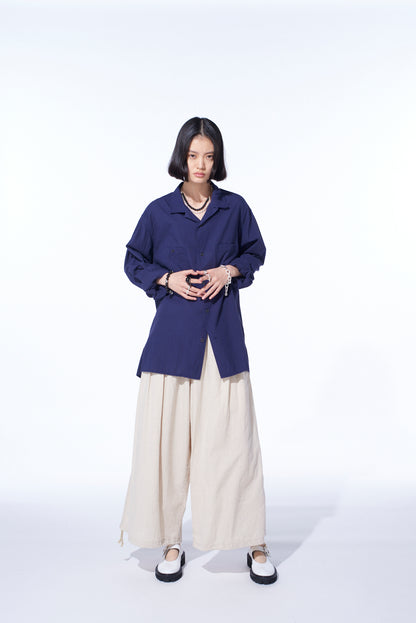 COTTON/LINEN POPLIN BALLOON PANTS