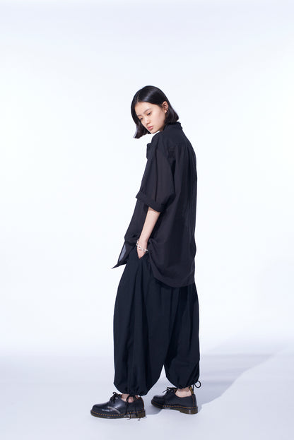 COTTON/LINEN POPLIN BALLOON PANTS