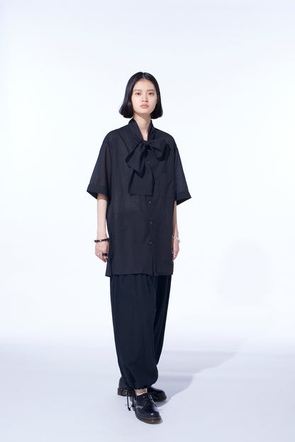 COTTON/LINEN POPLIN BALLOON PANTS