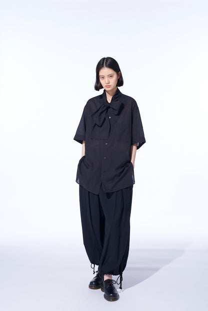 COTTON/LINEN POPLIN BALLOON PANTS