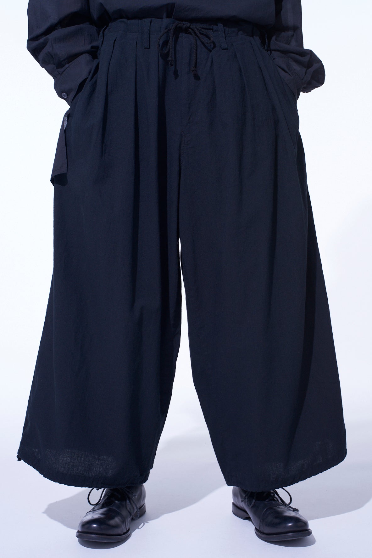 COTTON/LINEN POPLIN BALLOON PANTS