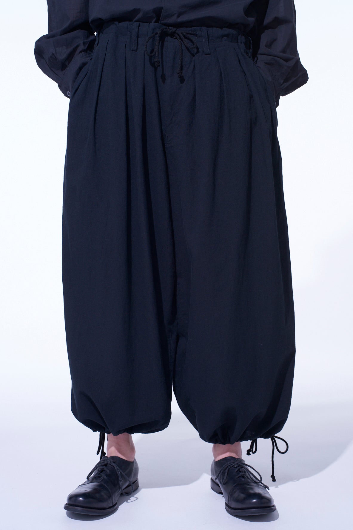 COTTON/LINEN POPLIN BALLOON PANTS