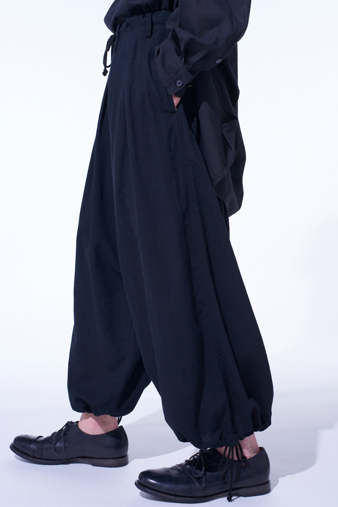 COTTON/LINEN POPLIN BALLOON PANTS