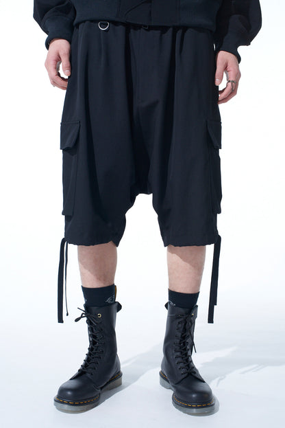 WASHER WOOL GABARDINE SARUEL CARGO SHORTS
