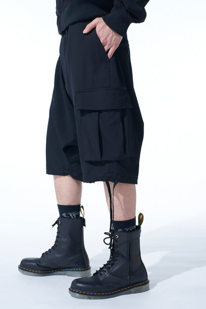 WASHER WOOL GABARDINE SARUEL CARGO SHORTS