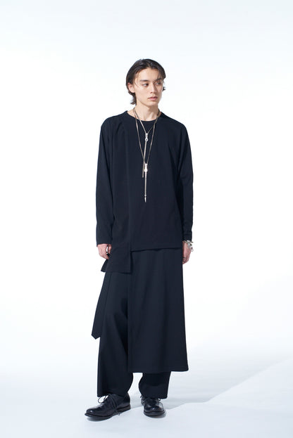 WASHER WOOL GABARDINE WRAP PANTS