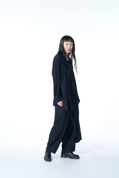 WASHER WOOL GABARDINE WRAP PANTS