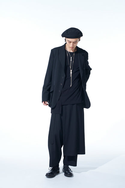 WASHER WOOL GABARDINE WRAP PANTS