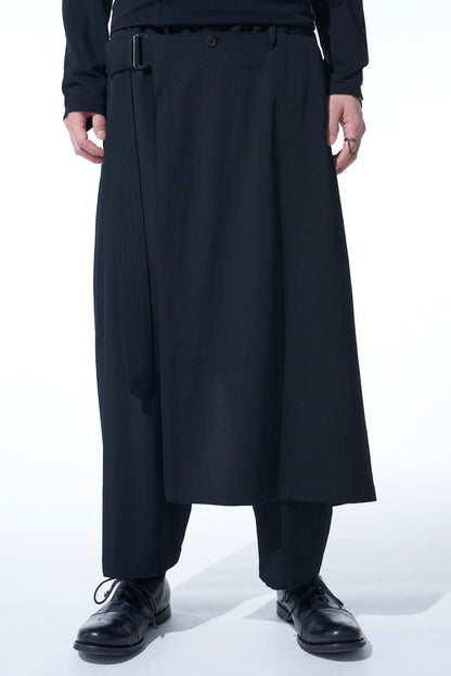 WASHER WOOL GABARDINE WRAP PANTS