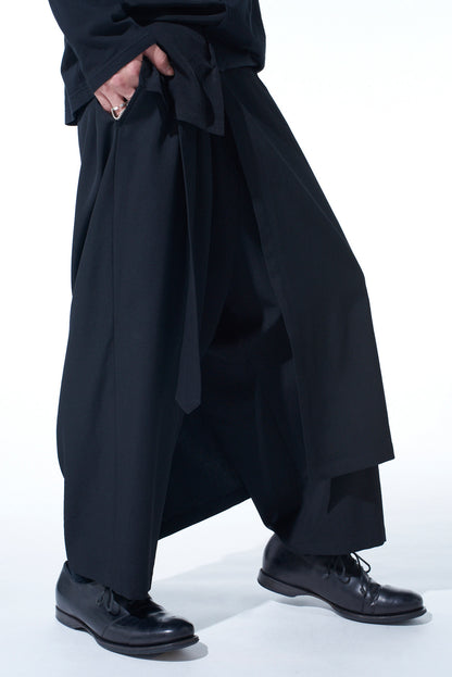 WASHER WOOL GABARDINE WRAP PANTS