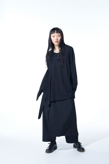 WASHER WOOL GABARDINE WRAP PANTS