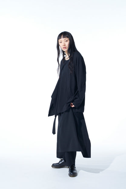 WASHER WOOL GABARDINE WRAP PANTS