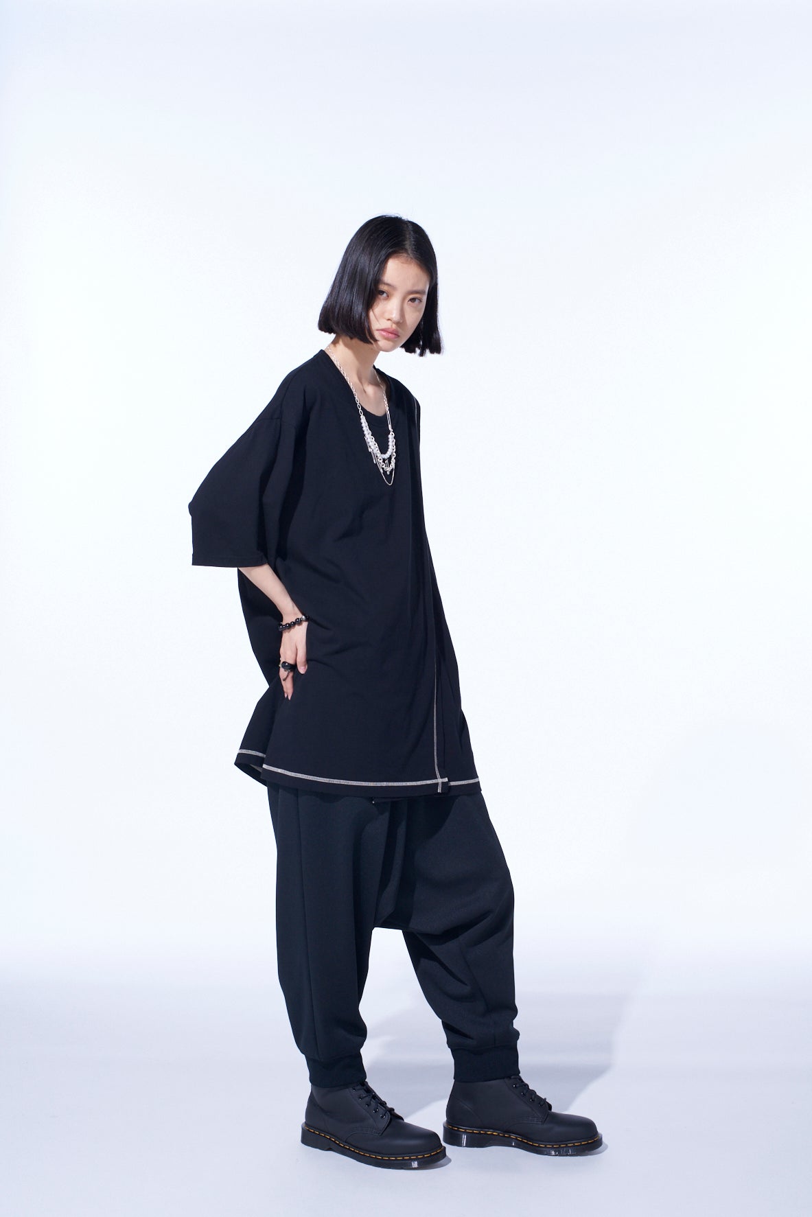 PE/SMOOTH JERSEY RIBBED HEMS BALLOON SARUEL PANTS
