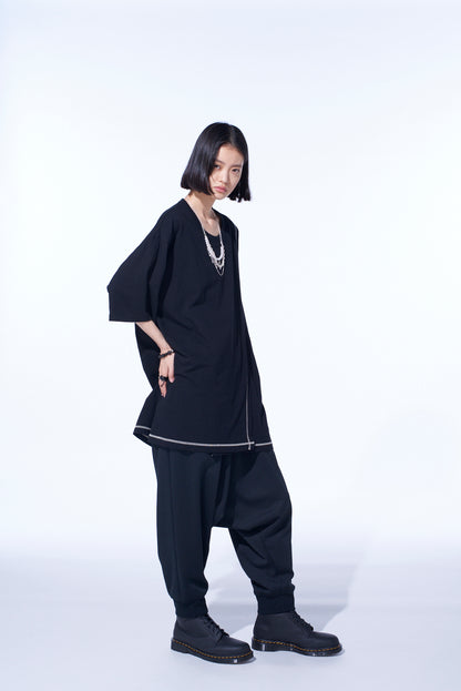 PE/SMOOTH JERSEY RIBBED HEMS BALLOON SARUEL PANTS