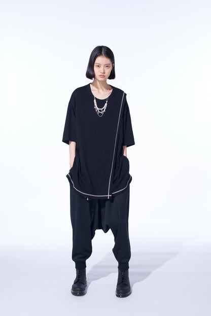 PE/SMOOTH JERSEY RIBBED HEMS BALLOON SARUEL PANTS