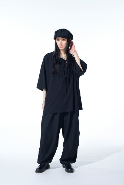 WASHER WOOL GABARDINE KNEE TUCK MILITARY PANTS
