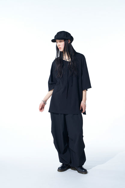 WASHER WOOL GABARDINE KNEE TUCK MILITARY PANTS