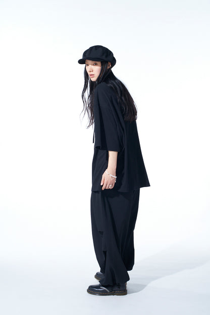 WASHER WOOL GABARDINE KNEE TUCK MILITARY PANTS