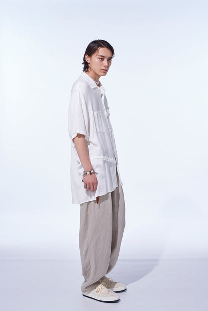 S’YTE × GDC Collaborate Collection- VINTAGE LINEN CHINO CLOTH OCTAGON STAR EMBROIDERY WAIST-STRING PANTS