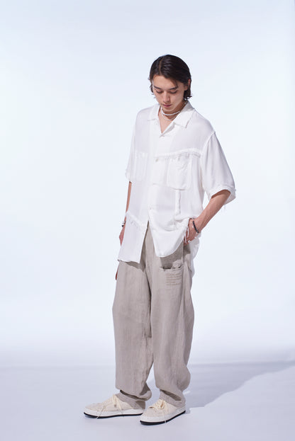 S’YTE × GDC Collaborate Collection- VINTAGE LINEN CHINO CLOTH OCTAGON STAR EMBROIDERY WAIST-STRING PANTS