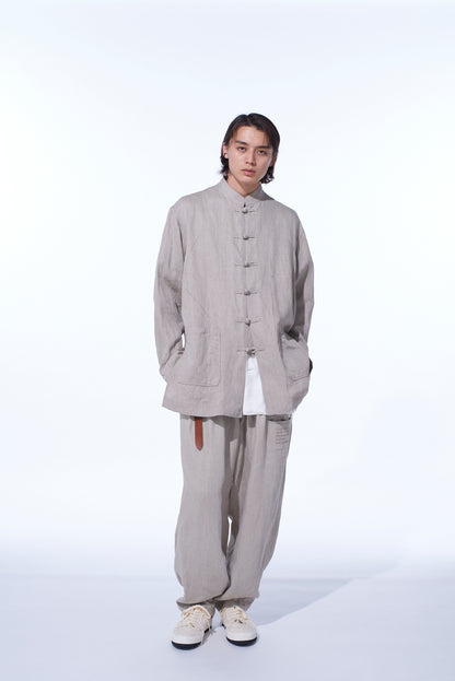 S’YTE × GDC Collaborate Collection- VINTAGE LINEN CHINO CLOTH OCTAGON STAR EMBROIDERY WAIST-STRING PANTS