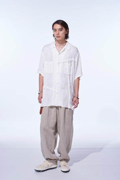 S’YTE × GDC Collaborate Collection- VINTAGE LINEN CHINO CLOTH OCTAGON STAR EMBROIDERY WAIST-STRING PANTS