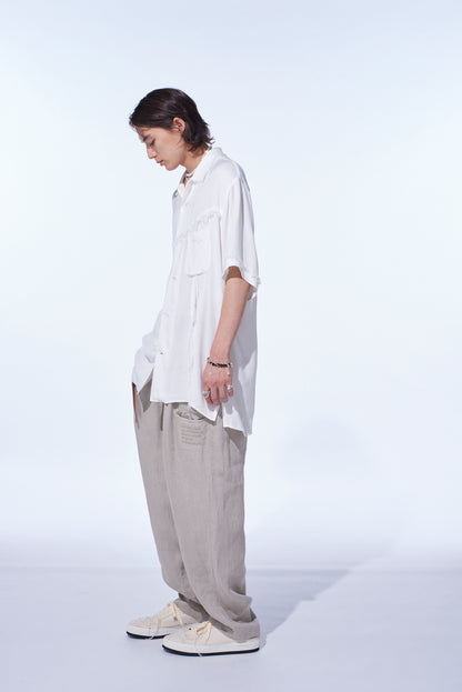 S’YTE × GDC Collaborate Collection- VINTAGE LINEN CHINO CLOTH OCTAGON STAR EMBROIDERY WAIST-STRING PANTS