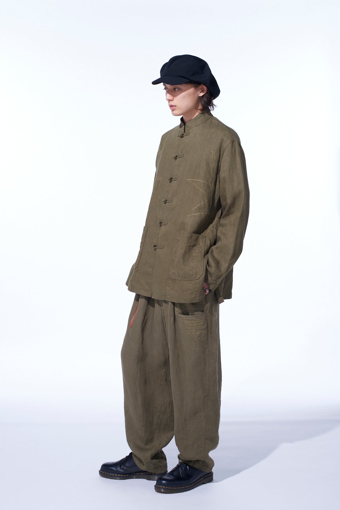 S’YTE × GDC Collaborate Collection- VINTAGE LINEN CHINO CLOTH OCTAGON STAR EMBROIDERY WAIST-STRING PANTS