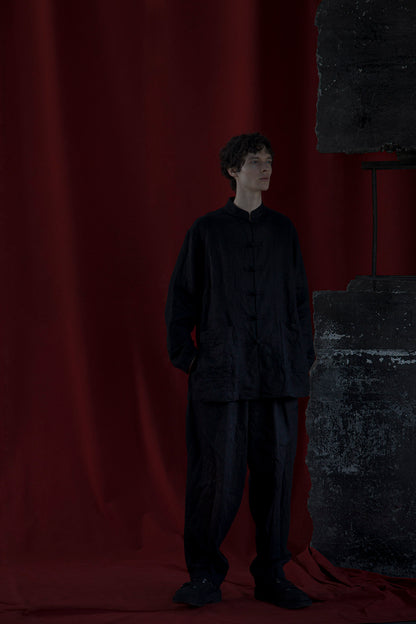 S’YTE × GDC Collaborate Collection- VINTAGE LINEN CHINO CLOTH OCTAGON STAR EMBROIDERY WAIST-STRING PANTS