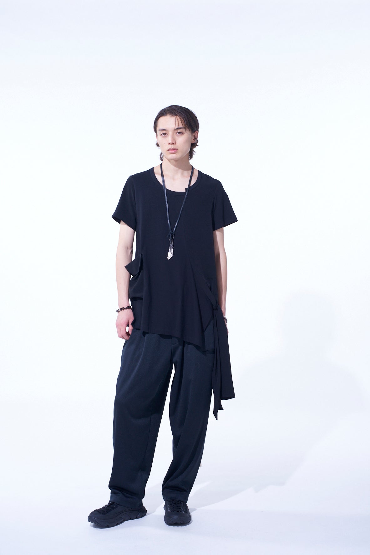 PE/SMOOTH JERSEY SIDE TUCK TROUSERS WITH TYROLEAN TAPES