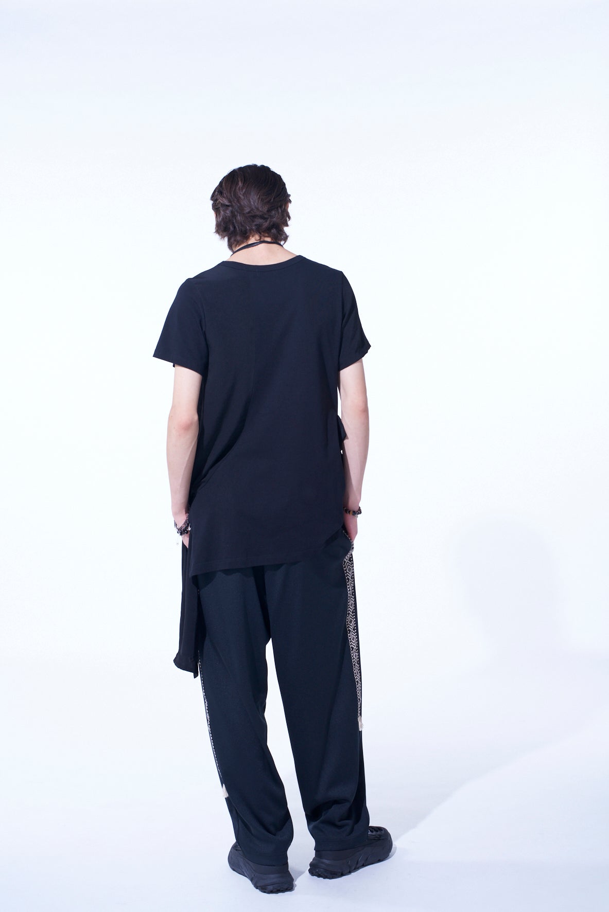 PE/SMOOTH JERSEY SIDE TUCK TROUSERS WITH TYROLEAN TAPES