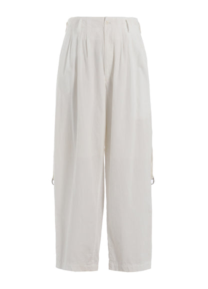 COTTON/LINEN DUNGAREE SIDEBANDED PANTS