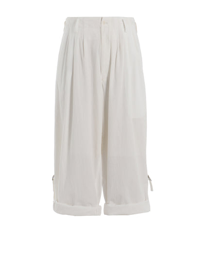 COTTON/LINEN DUNGAREE SIDEBANDED PANTS