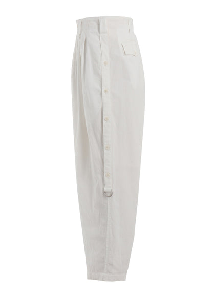 COTTON/LINEN DUNGAREE SIDEBANDED PANTS