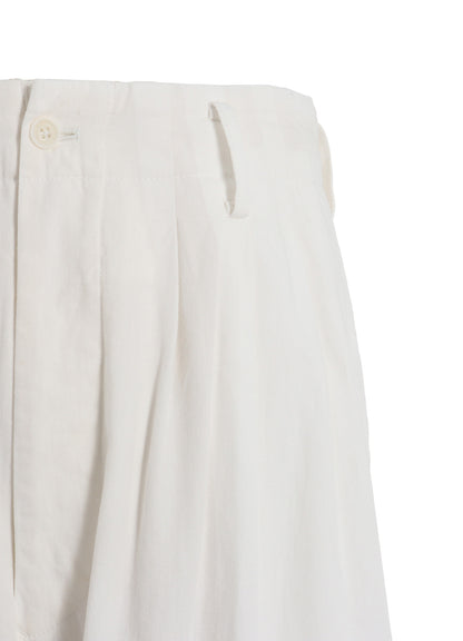 COTTON/LINEN DUNGAREE SIDEBANDED PANTS
