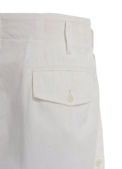 COTTON/LINEN DUNGAREE SIDEBANDED PANTS