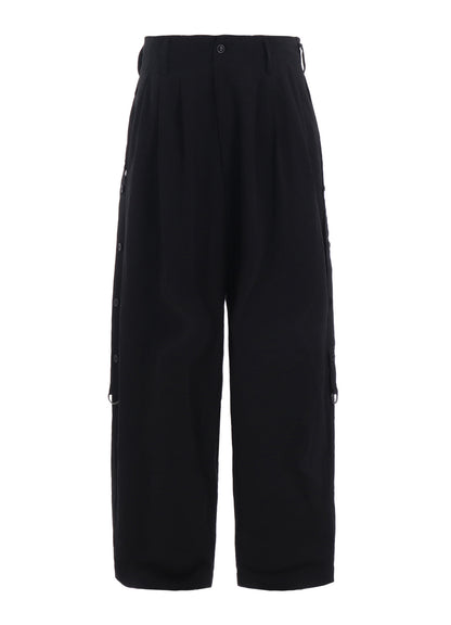 COTTON/LINEN DUNGAREE SIDEBANDED PANTS