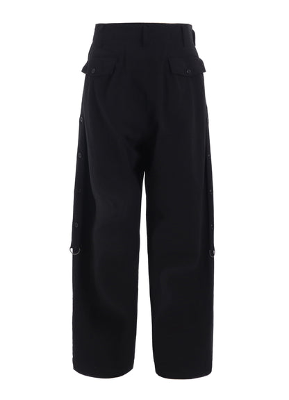 COTTON/LINEN DUNGAREE SIDEBANDED PANTS