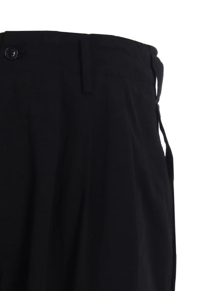 COTTON/LINEN DUNGAREE SIDEBANDED PANTS