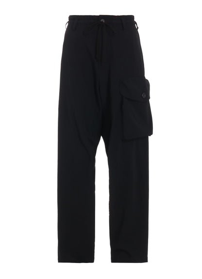 WASHER WOOL GABARDINE WAIST-STRING POCKET PANTS