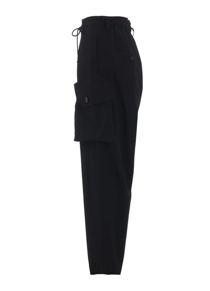 WASHER WOOL GABARDINE WAIST-STRING POCKET PANTS
